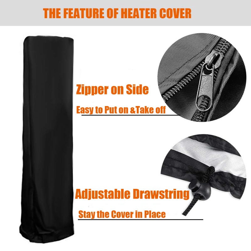 Aidetech Patio Heater Cover, Outdoor Propane Heater Covers for Pyramid Heater with Zipper Waterproof, Black - 87" H x 21" W x 24" D - Image 4